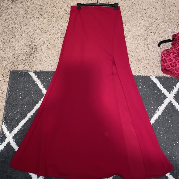 Red Prom Dress (two piece) - Picture 4 of 8